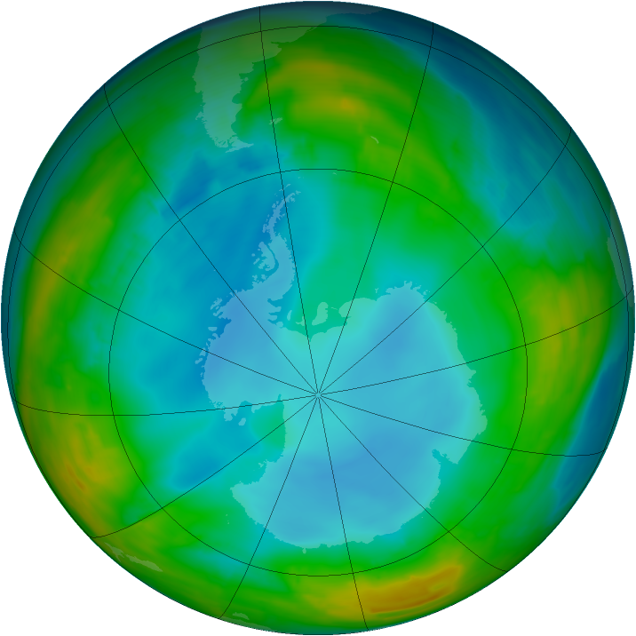 Antarctic ozone map for 26 July 2014